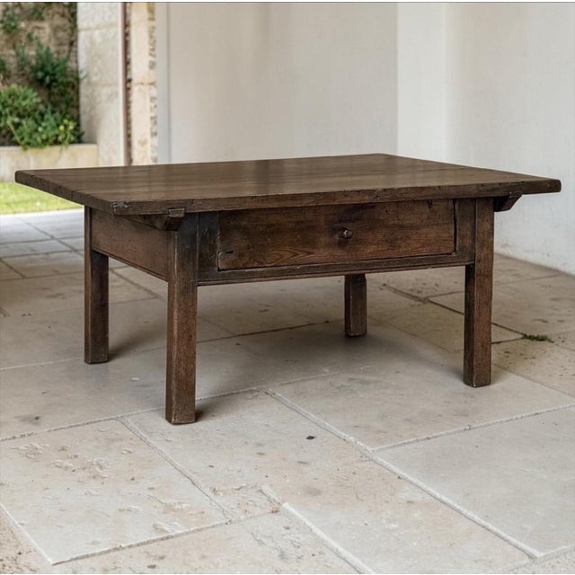 French Country Antique 18th Century Country French Rustic Farmhouse Coffee Table For Sale - Image 3 of 18