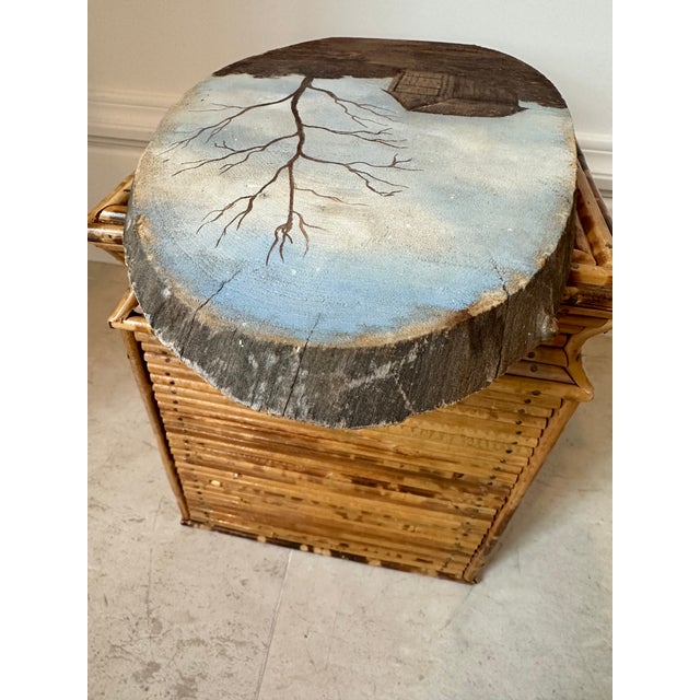 Vintage 1982 Signed Oil Landscape on Natural Wood For Sale - Image 13 of 15