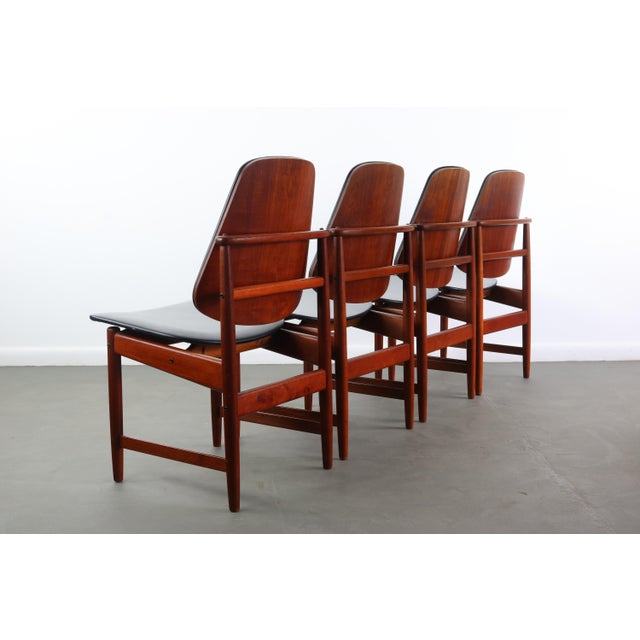1950s Arne Hovmand Olsen Dining Chairs in Teak Denmark - Set of 4 For Sale - Image 5 of 10