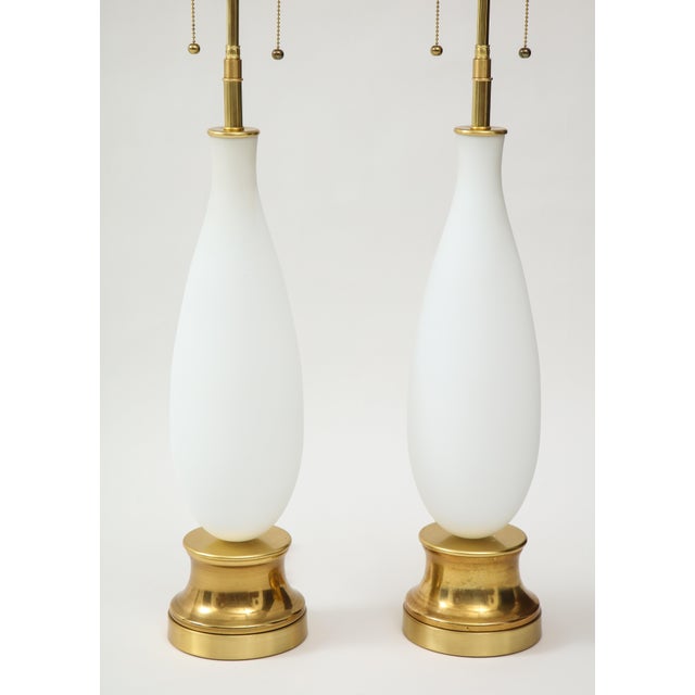 Mid-Century Modern Frosted Murano Glass Lamps - A Pair For Sale - Image 3 of 8