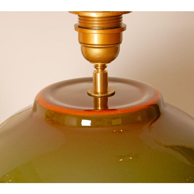 Green Vintage French Table Lamps in Ceramic from Kostka, 1970s, Set of 2 For Sale - Image 8 of 12