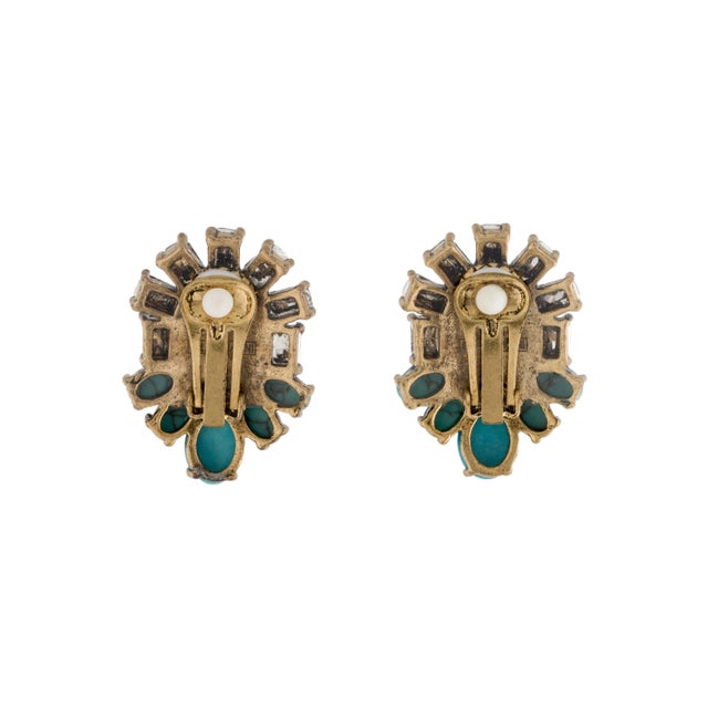 American Iradj Moini Earrings Turquoise Buddha Enlightment Onyx Citrine Gemstones Clip On, Pair For Sale - Image 3 of 4