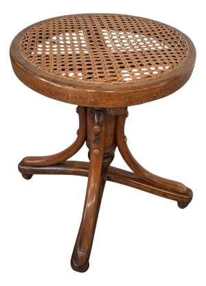 Piano Stool in Bent Beech and Vienna Straw, 1980