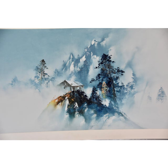 Japanese Mid 20th Century Japanese Landscape Scene Silk Painting, Framed Signed For Sale - Image 3 of 12