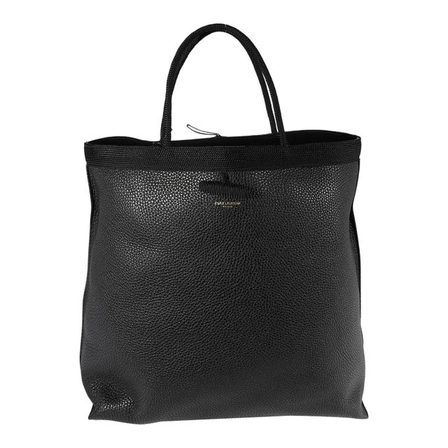 Black Grained Leather Passamaneria Patti Tote For Sale