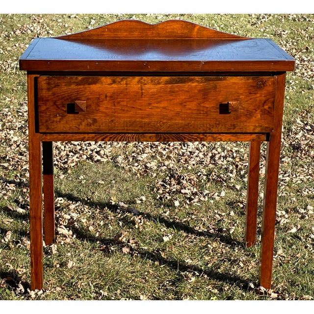 Early 19th Century Arts & Crafts Mission Oak Craftsman Serving Table / Buffet Sideboard/Writing Desk For Sale - Image 4 of 16