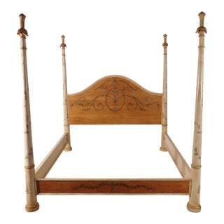 Massive Vintage 1990s Italian Venetian Painted Kingsize Bed by Copeland Ferguson For Sale