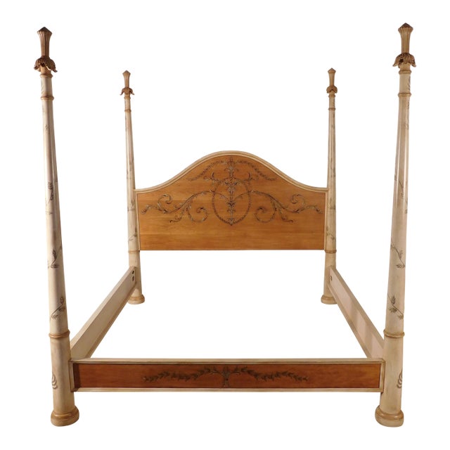Massive Vintage 1990s Italian Venetian Painted Kingsize Bed by Copeland Ferguson For Sale