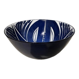 1960s Royal Copenhagen Cobalt Blue Bowl Aluminia Fajance Signed and Number by Inge-Lise Koefoed For Sale