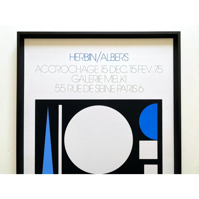 This Auguste Herbin rare vintage 1975 Mid Century Modernist fine art silkscreen print custom framed Paris exhibition...