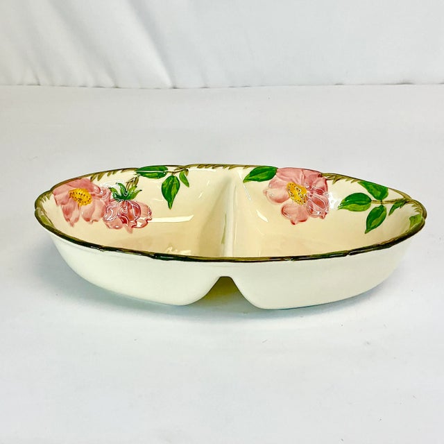 Franciscan China Mid-Century Americana Boho Chic Franciscan Desert Rose Oval Divided Serving Bowl For Sale - Image 4 of 10