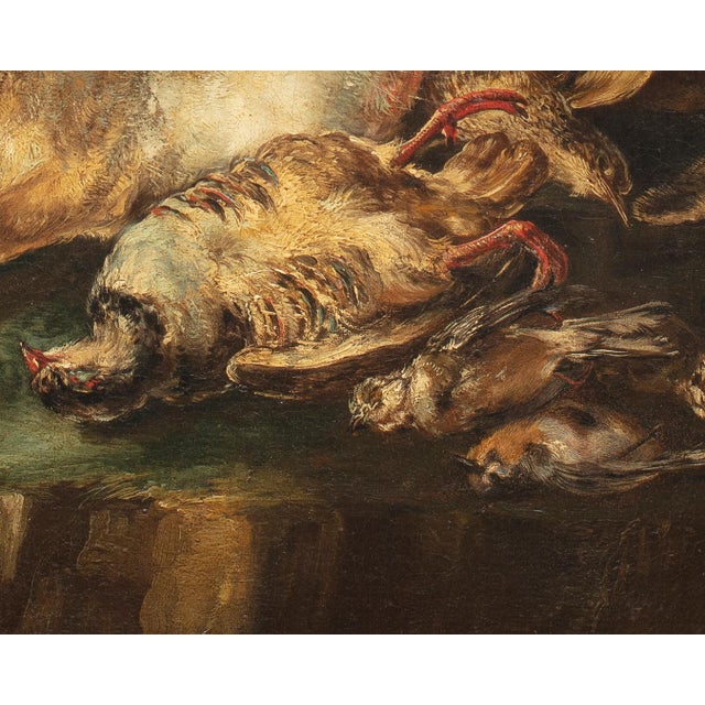 Giovanni Crivelli, Still Life with Game in a Rural Landscape, 1800s, Oil on Canvas, Framed For Sale - Image 7 of 10