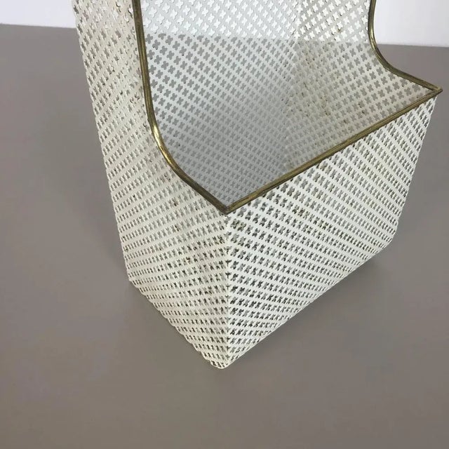 White Metal and Brass Storage Box in style of Mathieu Matégot, France, 1960s For Sale - Image 8 of 9