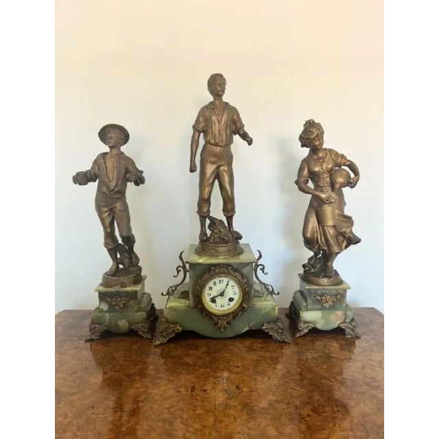 Antique Victorian French Clock Garniture, 1860, Set of 3 For Sale - Image 10 of 11