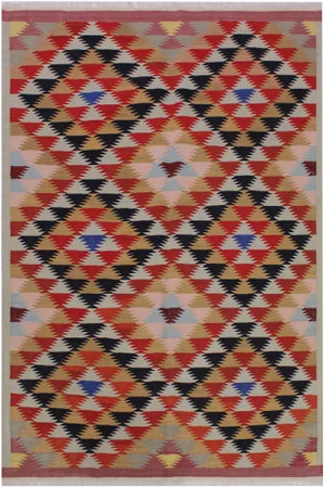 Bohemian Kilim Hand-Woven Wool Rug - 4′6″ × 6′6″