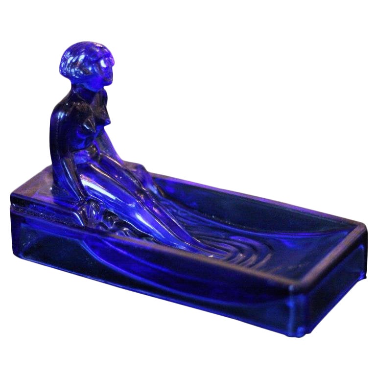 Art Deco Style H. Hoffman Blue Glass Soap Dish Chairish