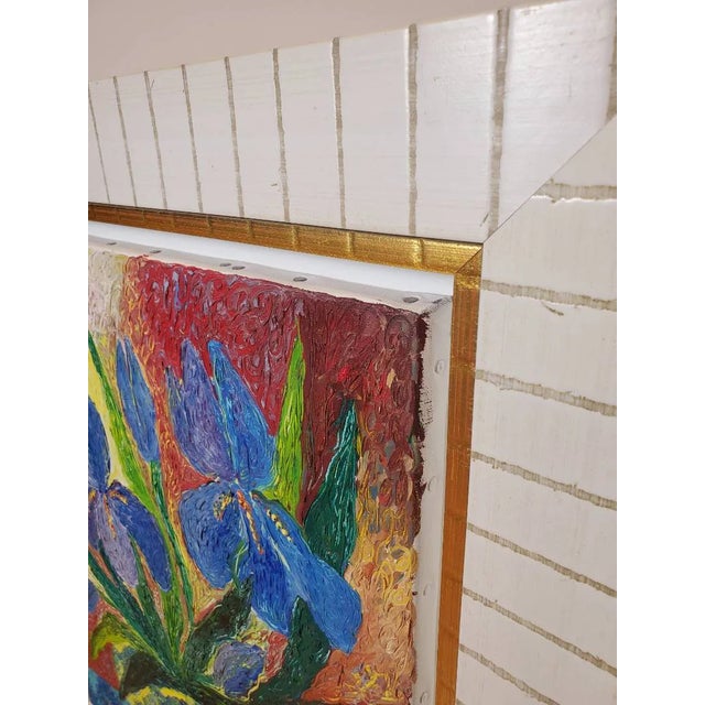 Original Céline Chourlet "Bouquet d'Iris Mauve" Oil Painting With Coa For Sale - Image 10 of 13