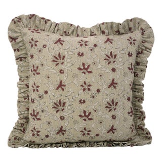 Fabdivine Eco-Friendly Block Printed Frill Cover Cover 20x20 Inch Thick Linen- Aradhana For Sale