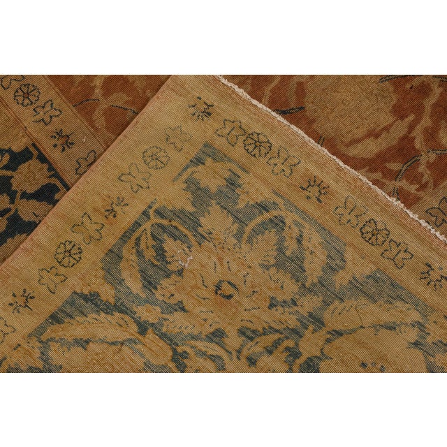 Indian Authentic Indian Botanic Handmade Wool Carpet For Sale - Image 3 of 9