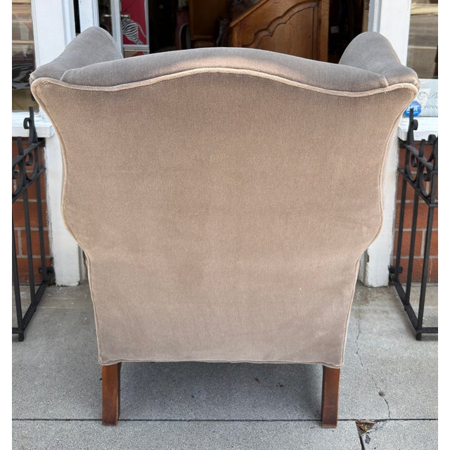 Antique 19c Georgian Wingback Mohair Arm Chair For Sale - Image 4 of 4