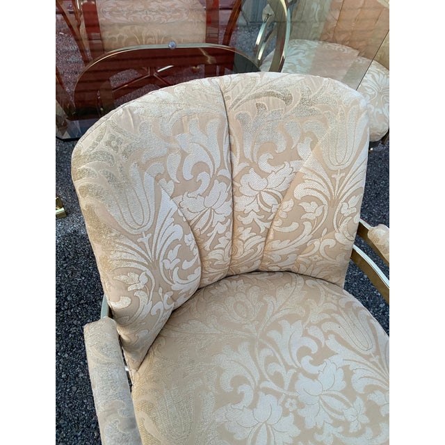 Metal 1980s Chromcraft Brass & Glass Dining Table W/4 Swivel Chairs (Set of 5) For Sale - Image 7 of 9