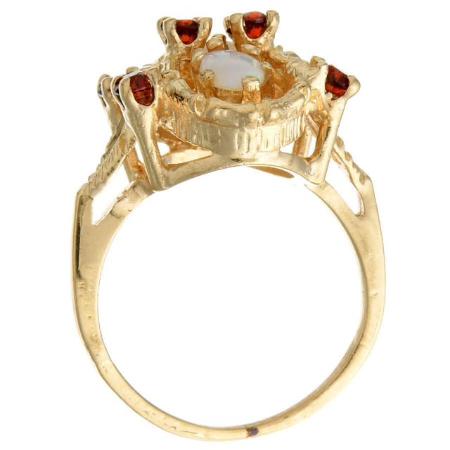 Contemporary 14KY Opal & Garnet(0.65) Ring, size 5.5 For Sale - Image 3 of 4