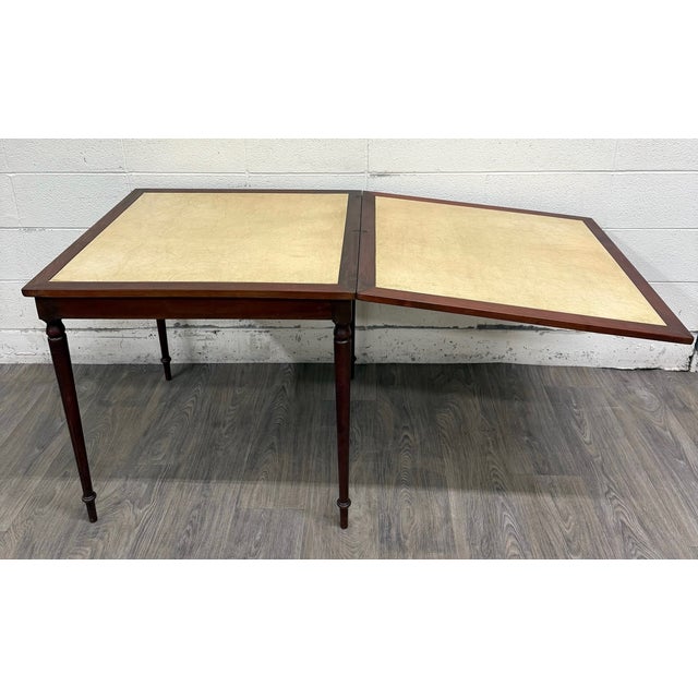 Cream Vintage Mahogany Folding Card Table Game Table For Sale - Image 8 of 16
