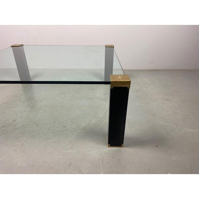 Metal Mid-Century Hollywood Regency Glass and Brass Coffee Table by Peter Ghyczy, Netherlands, 1970s For Sale - Image 7 of 13
