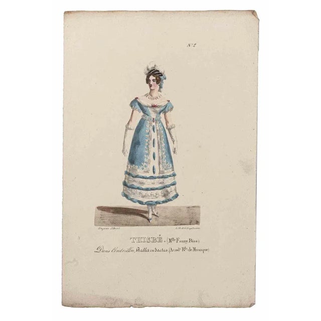 Grands théâtres de Paris - Thisbe is an original hand-colored lithograph realized by Godefroy Engelmann in the 19th...