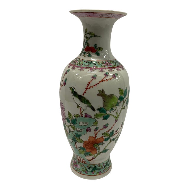 Antique Chinese Famille Verte Porcelain Vase For Sale