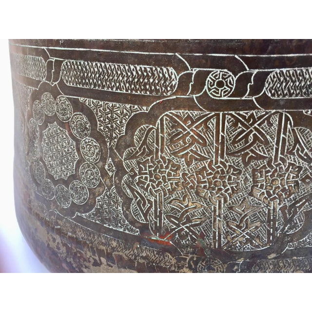 Brass Antique Large Islamic Copper Brass Bowl For Sale - Image 8 of 11