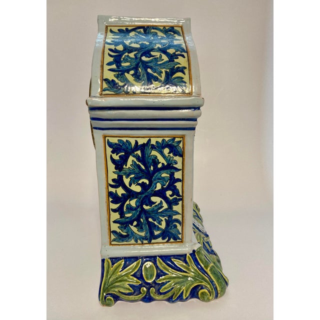 Antique Quimper Porquier Beau French Faience Mantel Clock Bretons & Odet River For Sale In Dallas - Image 6 of 18