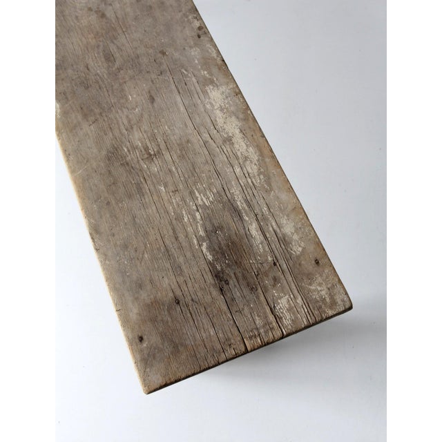 Wood Antique Primitive Wood Farmhouse Bench For Sale - Image 7 of 16