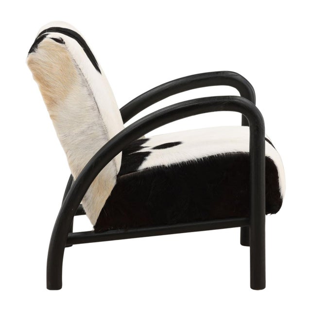 Farmhouse Arc Black & White Hide Accent Chair For Sale - Image 3 of 6