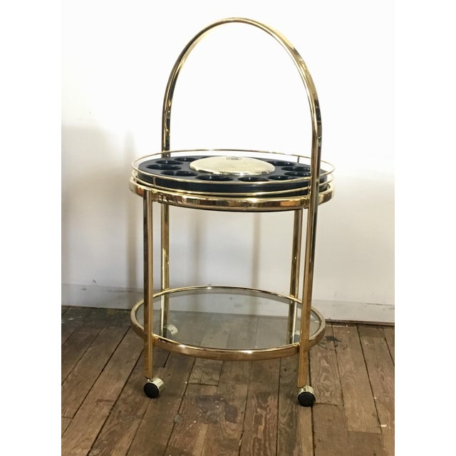 Vintage Round Brass Bar Cart Chairish