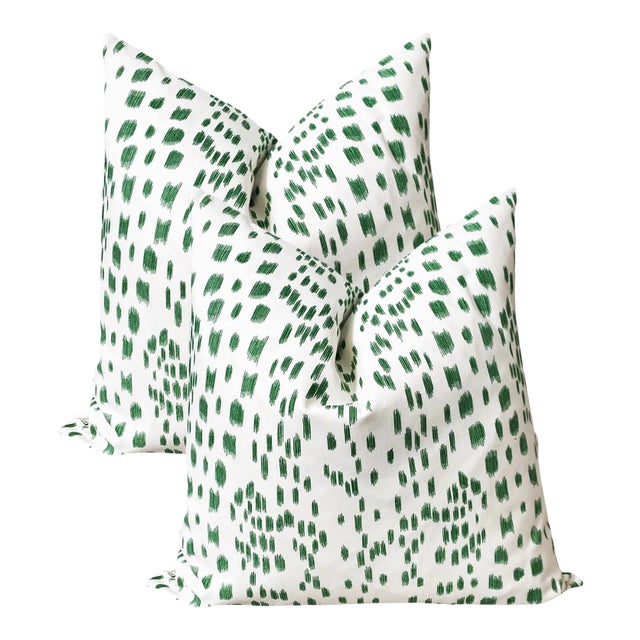 Green Two-Sided Abstract Animal Print 20" Pillows - a Pair For Sale