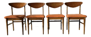 Set of 4 Mid-Century Modern Walnut Shell Back Dining Chairs