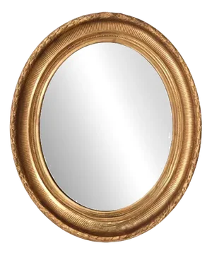 19th Century Empire Oval Gilded Mirror with Laurels Frieze