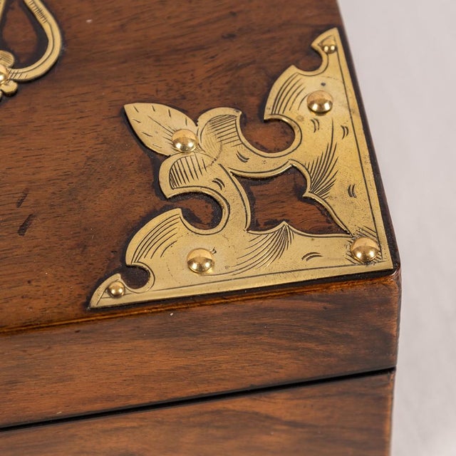 Victorian Walnut & Brass Card Games Box, 1890s For Sale - Image 12 of 18