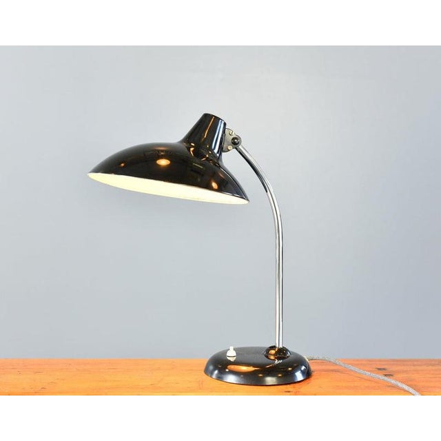 Mid Century Table Lamp By Kaiser Leuchten Model 6786 Circa 1950s Steel shade and base - Chrome arm - Original black paint...