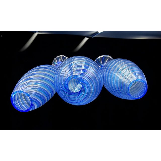Blue Murano Glass Vases attributed to Novecento Venziano, 1970s, Set of 3 For Sale - Image 3 of 18