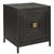 A contemporary geometric accent cabinet, constructed from deeply grained fir wood finished in a dark ebony stain and...
