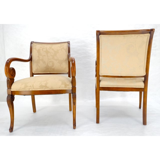 Hickory Chair Furniture Company Pair of Regency Style Carved Open Arm Fireside Lounge Chairs For Sale - Image 4 of 12