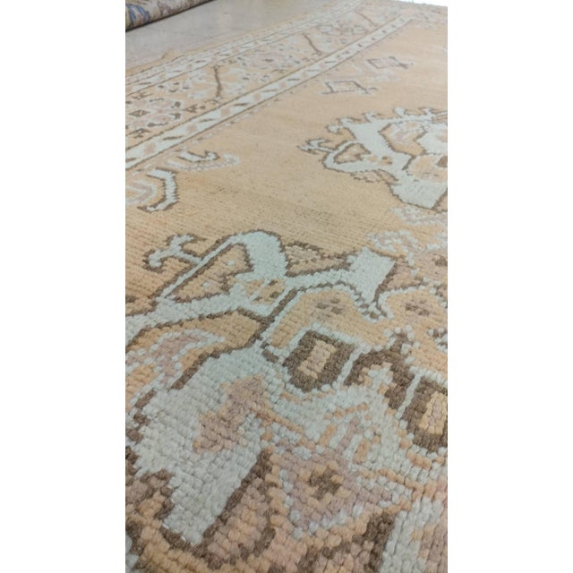 Antique Oushak Carpet, Oriental Rug, Handmade Taupe, Ice Blue and Brown For Sale - Image 15 of 18
