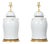 Pair of White Porcelain Lidded Urns Table Lamps on Gilt Bases, US-Wired For Sale