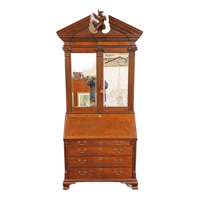 1990 Baker Furniture Stately Homes Mahogany Georgian Style Drop Secretary Desk For Sale
