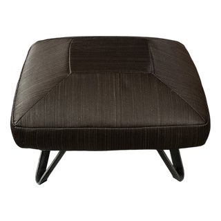 Pouf with Black Square Pillow and Iron Legs For Sale