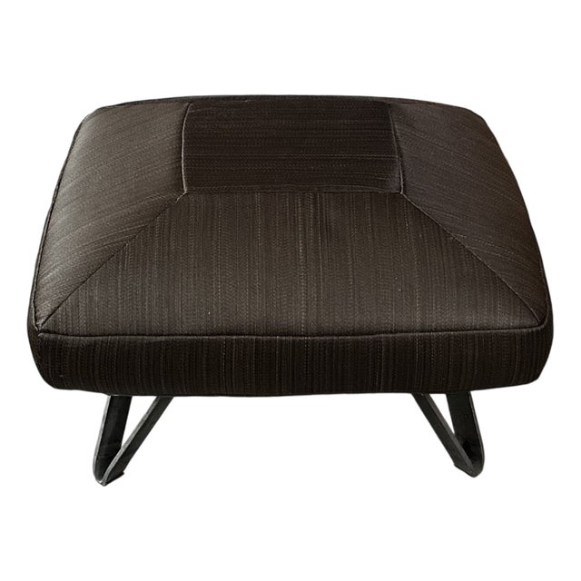 Pouf with Black Square Pillow and Iron Legs For Sale