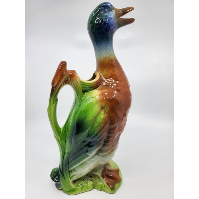 Art Nouveau Style Duck Pitcher from Saint Clément, France, 1950s, in Very Good conditions. Designed 1890 to 1919 This...