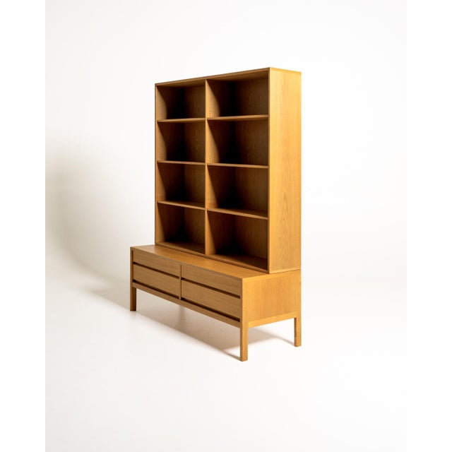 Scandinavian Oak Bookcase with Drawer Unit, 1960s For Sale - Image 3 of 9
